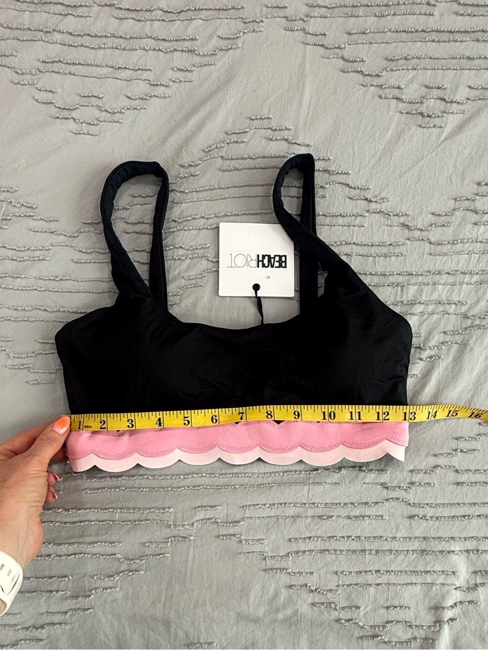 Beach Riot Marin Bikini Top with Pink Scallop Trim NWT - Picture 8 of 8